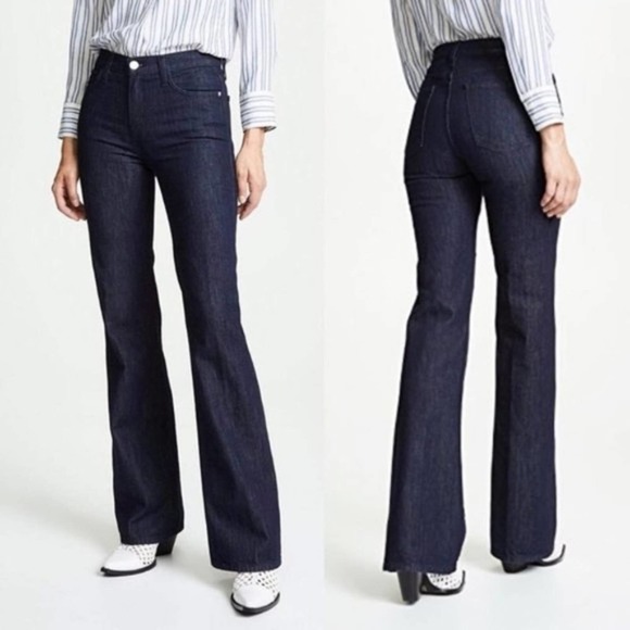 Current/Elliott Denim - CURRENT/ELLIOTT High Waist Tall Jarvis Dark Blue Jeans 24 Trouser Flare NEW